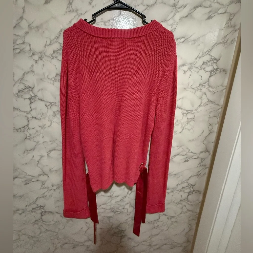 NEW French Connection Pink Knit Sweater Crew Neck Size L